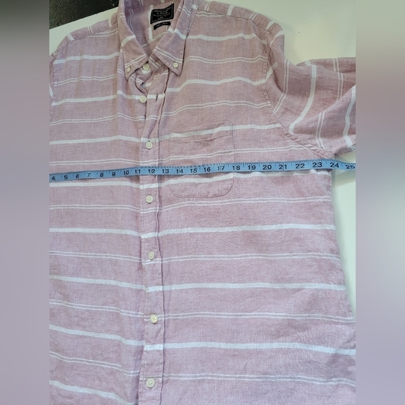 Abercrombie and Fitch Striped Linen Button Down Shirt in Pink Size 2XL - Picture 9 of 9